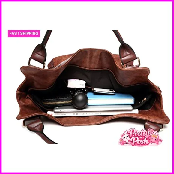 PU Leather Hobo Tote Bag with Adjustable Shoulder Strap